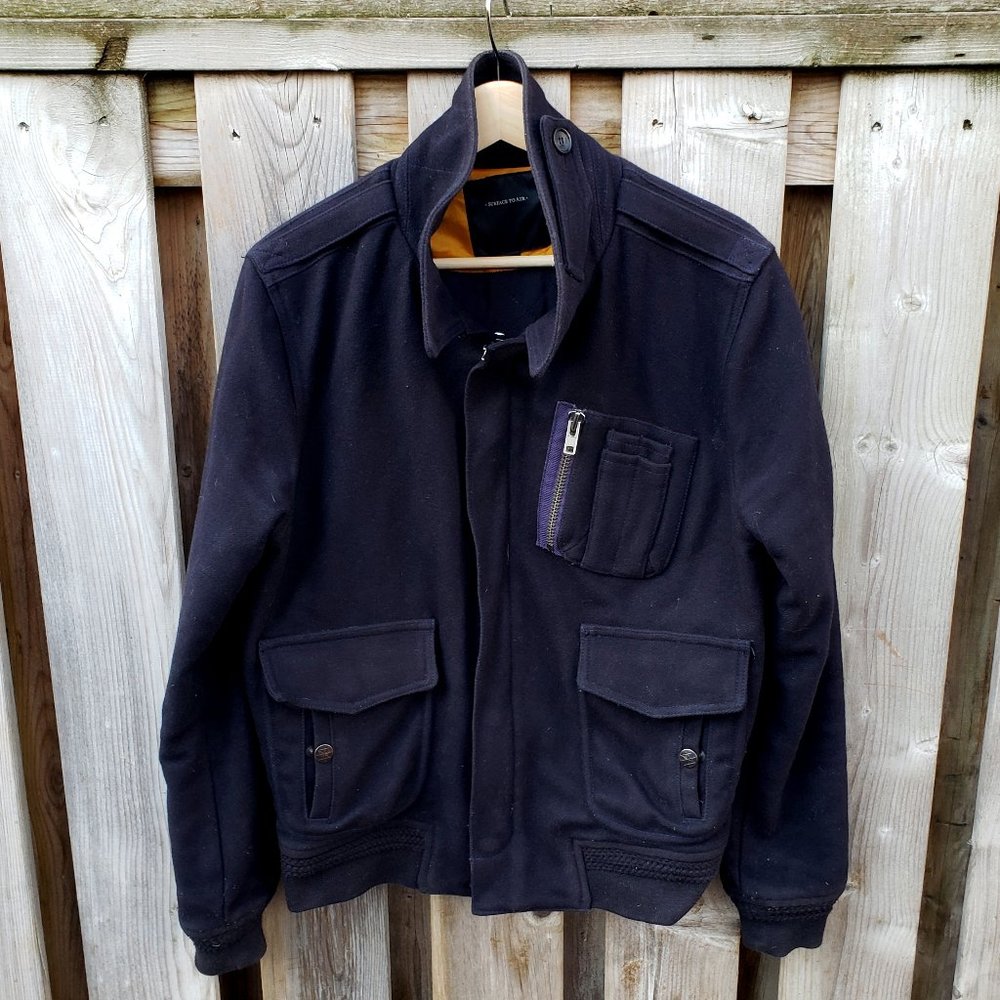 Surface to Air black wool men's bomber jacket - size S